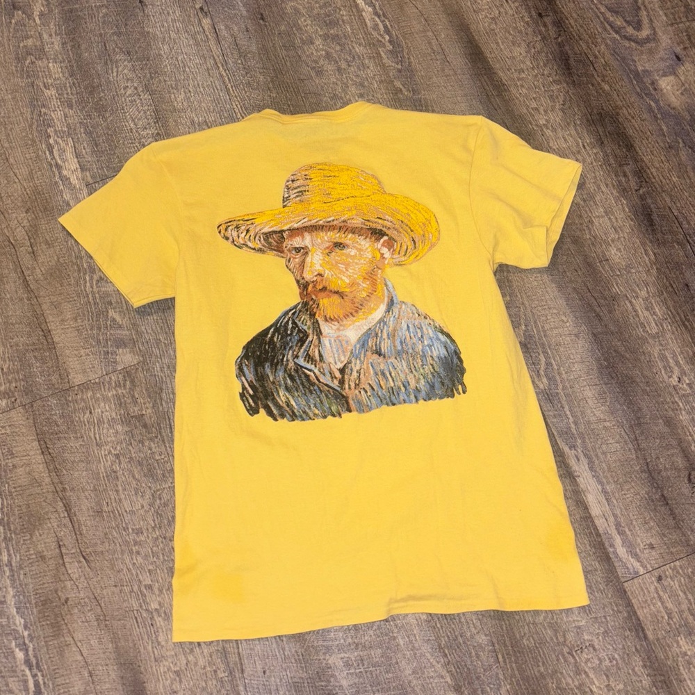 Return To Sender Vincent Van Gogh Portrait Straw Hat T Shirt Adult Medium Yellow